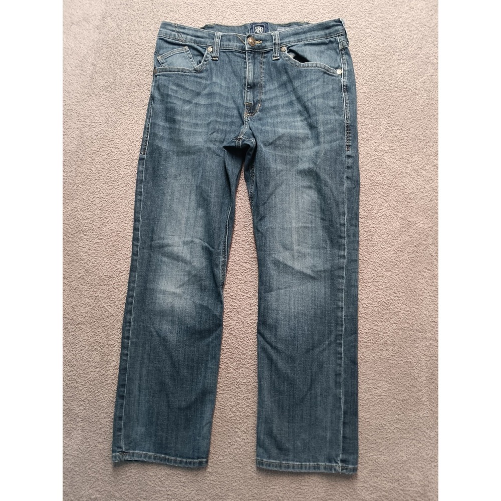 Rock & Republic Straight Jeans Men 36x32‎ Blue Wash Mid Rise Denim